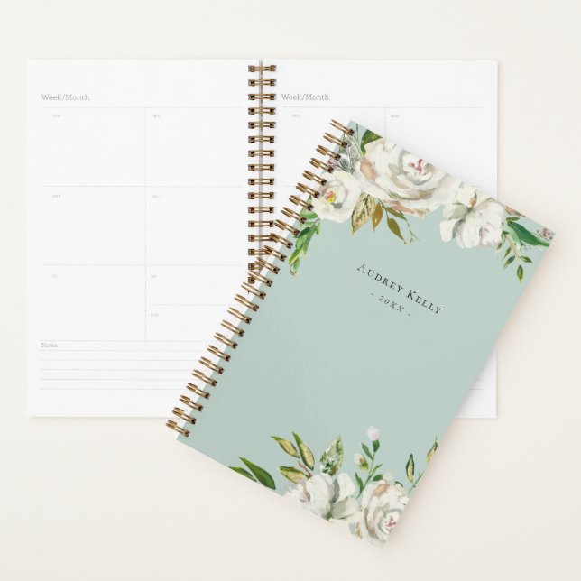 Agenda Planner personalizado de floral blanca de invierno (Demostración)