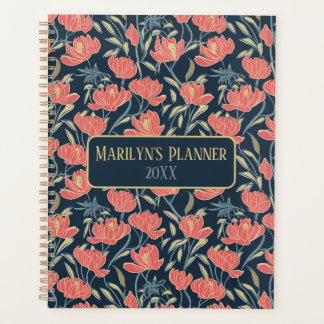 Agenda Planner personalizado de floral de brisa coral