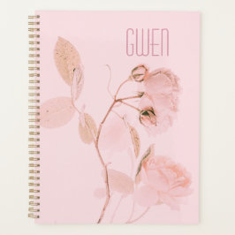 Agenda Planner personalizado de floral suave rosa