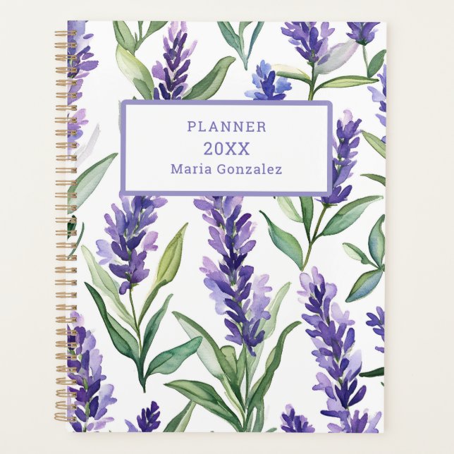 Agenda Planner personalizado de flores de lavanda 2025 (Anverso)