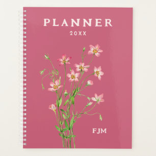 Agenda Planner personalizado de flores silvestres rosadas