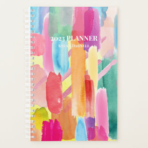 Agenda Planner personalizado de franjas de color de agua