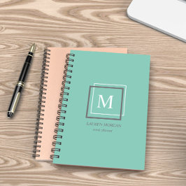 Agenda Planner personalizado de monograma azul pastel mod