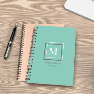 Agenda Planner personalizado de monograma azul pastel mod
