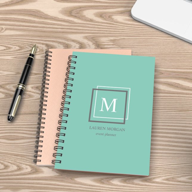 Agenda Planner personalizado de monograma azul pastel mod (Subido por el creador)