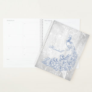 Agenda Planner personalizado de pavo real azul claro