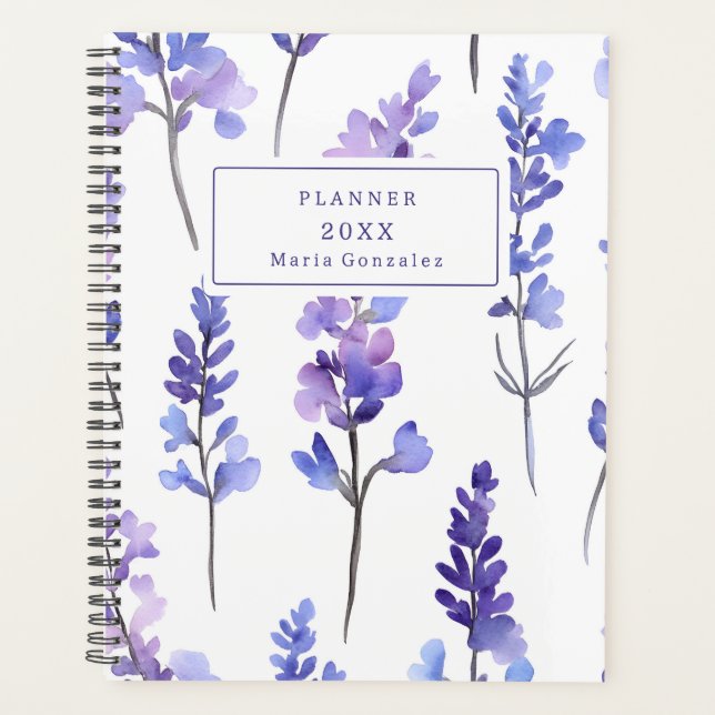 Agenda Planner Personalizado Elegante Lavender Floral 202 (Anverso)