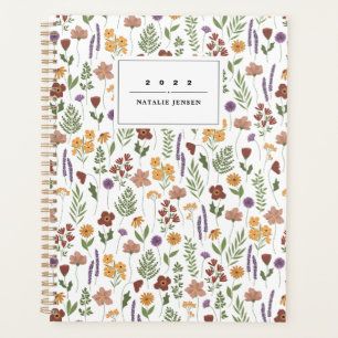Agenda Planner personalizado ilustrado con flores silvest