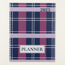 Agenda Planner Personalizado Purple Blue Tartán Plaid 202