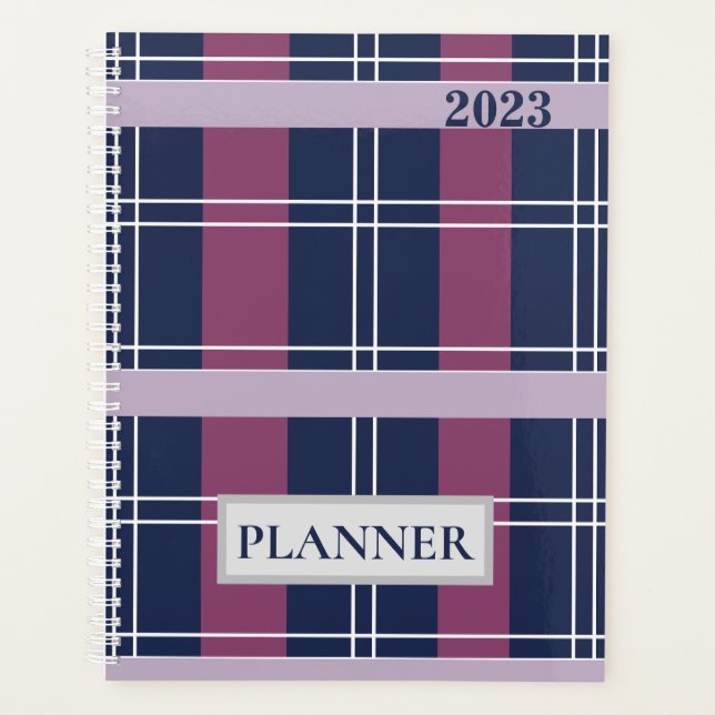 Agenda Planner Personalizado Purple Blue Tartán Plaid 202 (Anverso)