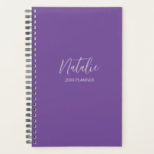 Agenda Planner personalizado púrpura de escritura moderna