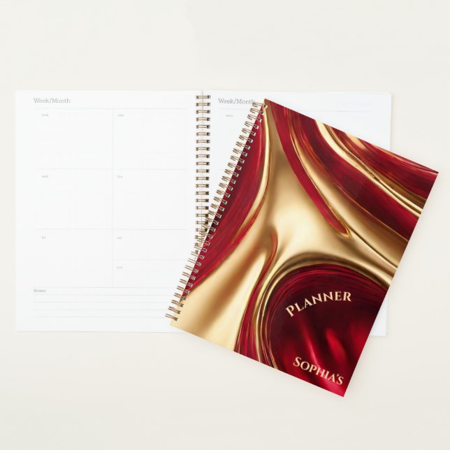 Agenda Planner personalizado - rojo y oro (Demostración)