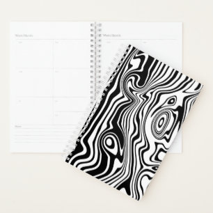 Agenda Planner rayado de onda blanca negra o elegir color