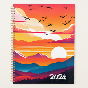 Agenda Planner retro ilustrado 2024