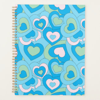 Agenda Planner Retro Turquoise Blue Heart