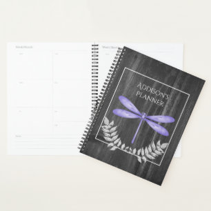Agenda Planner Rústico Purple Dragonfly