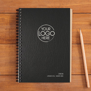 Agenda Planner semanal con el logotipo moderno de cuero n