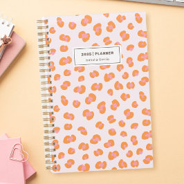 Agenda Planner semanal de Naranja rosa de leopardo modern