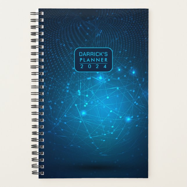 Agenda Planner semanal de un año de datos de tecnología a (Anverso)