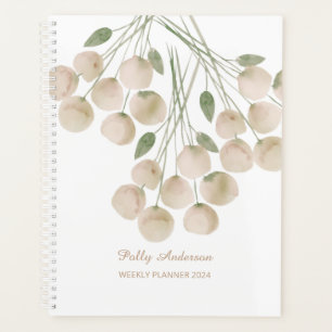 Agenda Planner semanal de Watercolor Pale Pink Florals
