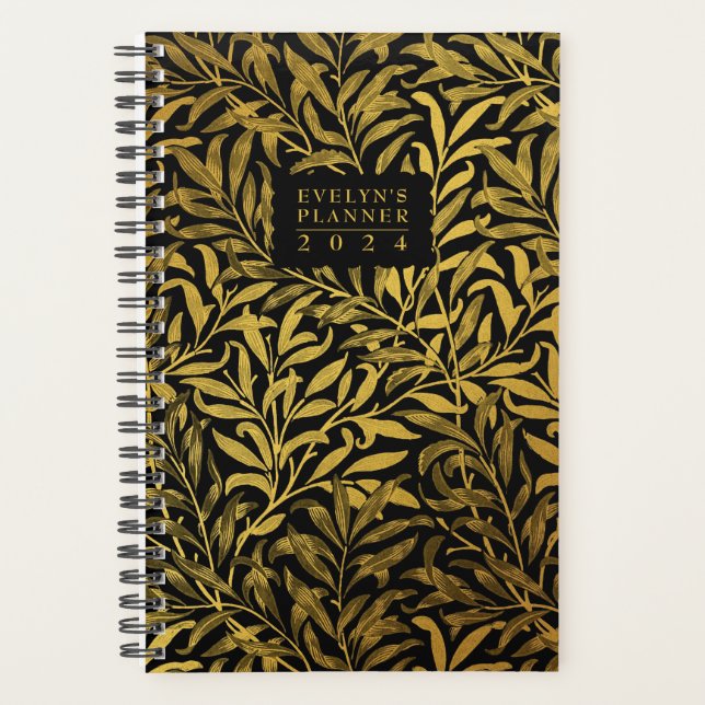 Agenda Planner semanal personalizado de floral Art Deco (Anverso)