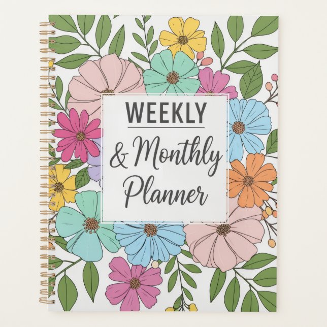 Agenda Planner semanal y mensual 2025 - Cubierta floral (Anverso)