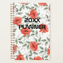 Planner semanal y mensual de las flores de amapola