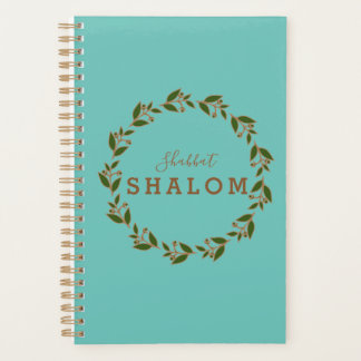 Agenda Planner Shabbat Shalom Green Brown Wreath