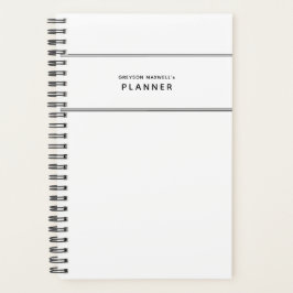 Agenda Planner simple mínimo en blanco y negro