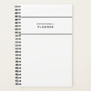 Agenda Planner simple mínimo en blanco y negro