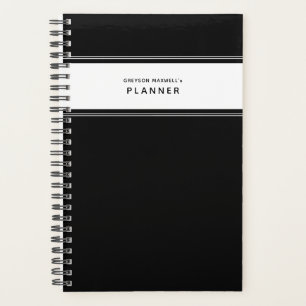 Agenda Planner simple mínimo en blanco y negro