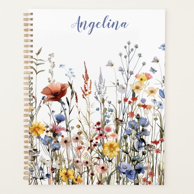Agenda Planner sin fecha de acuarela de flores silvestres (Anverso)