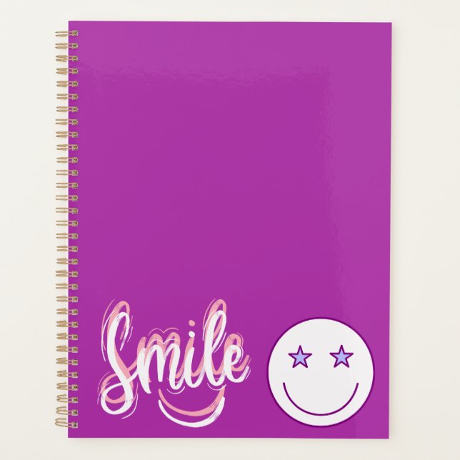Agenda Planner sin fecha de la estrella de sonrisa púrpur (Anverso)