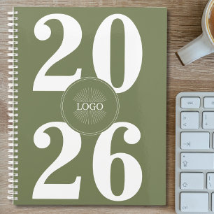 Agenda Planner verde de sabio blanco negrita con el logot