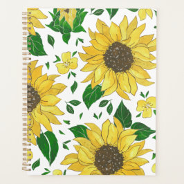 Agenda Planner Watercolor Sunflower Pattern 