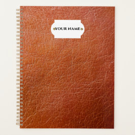 Agenda Plano de cuero marrón falso