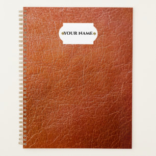Agenda Plano de cuero marrón falso