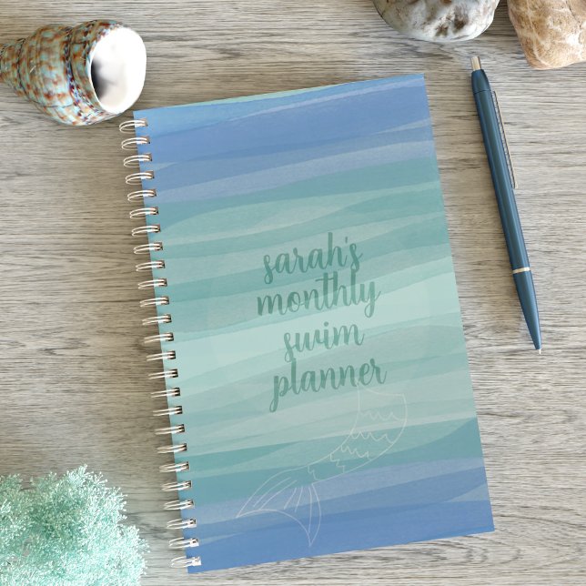 Agenda Plano de natación mensual de las olas de agua (Add your name to this cute monthly planner. Perfect for swim meets!)