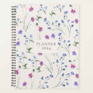 Agenda Plano de patrón de flor silvestre acuarela