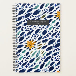 Agenda Plano de patrones de pluma y floral Boho