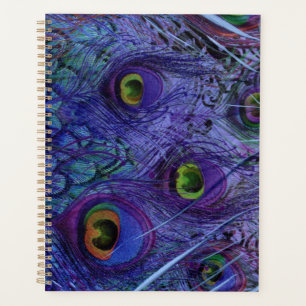 Agenda Plano de plumas de pavo real azul