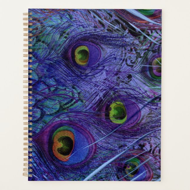 Agenda Plano de plumas de pavo real azul (Anverso)