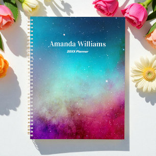 Agenda Plano espacial Verde azulado turquesa morado rosad