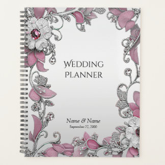 Agenda Plano floral blanco rosado plateado