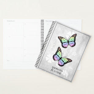 Agenda Plano floral de mariposa arco iris