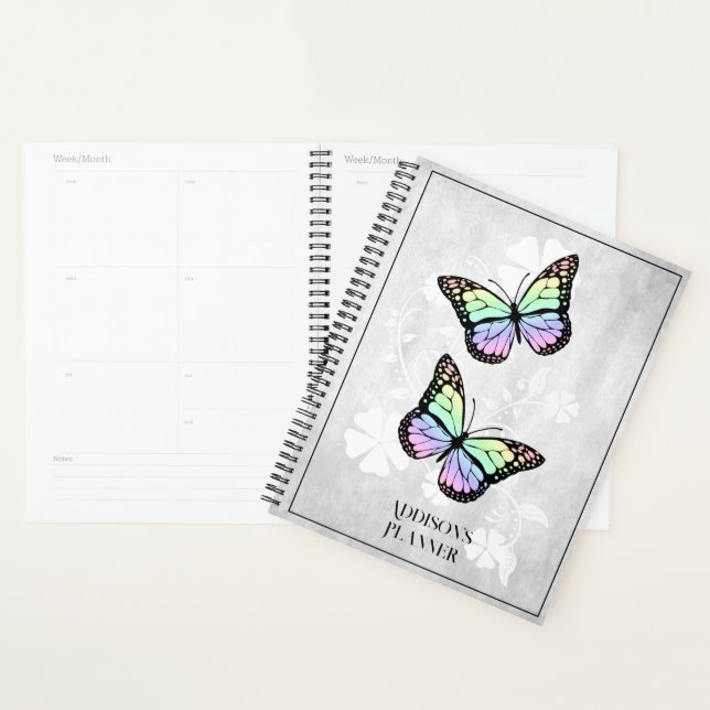 Agenda Plano floral de mariposa arco iris (Demostración)