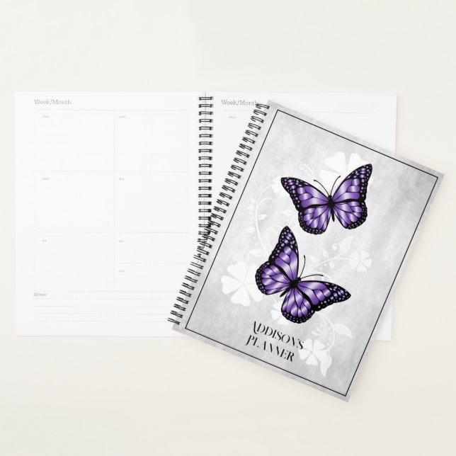 Agenda Plano floral de mariposa morada (Demostración)