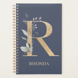Agenda Plano floral monograma personalizado