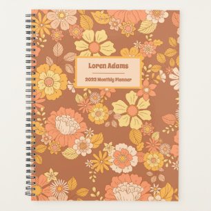 Agenda Plano mensual de flor retro
