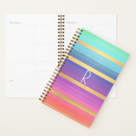 Agenda Plano monogramado de rayas de degradado de pasto